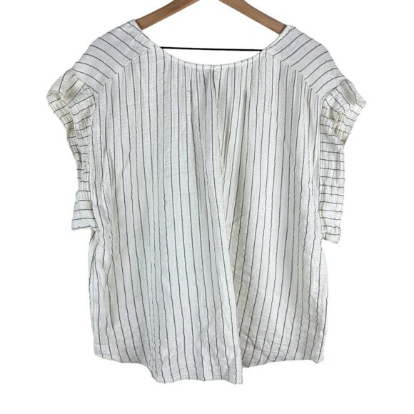Joie Ivory Black Striped Gauzy Cotton Tassel Peasant Blouse - Picture 6 of 6